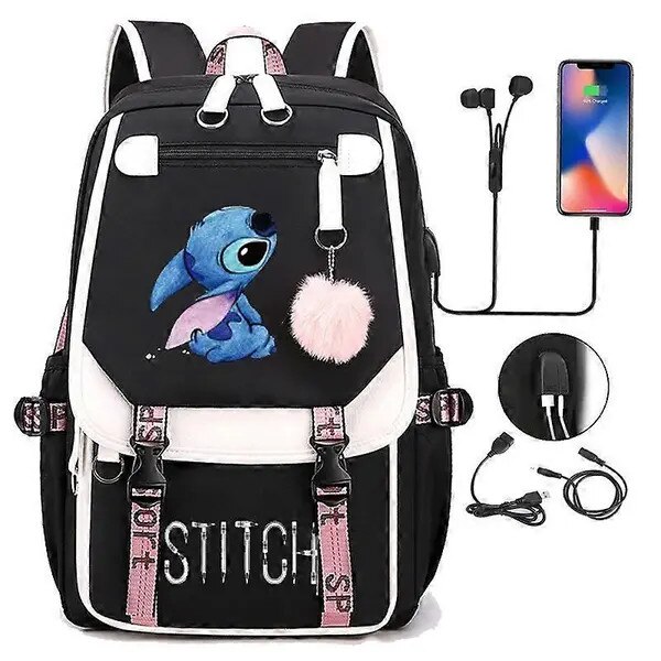Rucsac scolar din poliester anti-furt cu port USB, compartiment pentru laptop 14 inch, rezistent la apa, multicolor