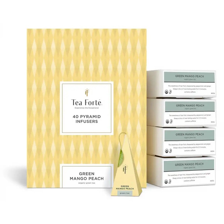 Zöld Mangó Barack Tea ECO - Tea Forte - doboz 40 teapiramissal - Tea Forté Romania