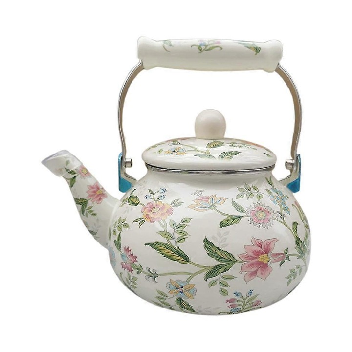 Virágos zománcozott teáskanna 2.5L 16x23cm többszínű