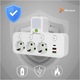 Extensie Stecher Priza Multiple de Perete cu USB REAGLE, 3 Prize Schuko + 2 USB-A + USB-C, Max 2500W/10A, Intrerupatoare Individuale Iluminate, Lampa LED Incorporata, Protectie la Suprasarcina, Supraincarcare