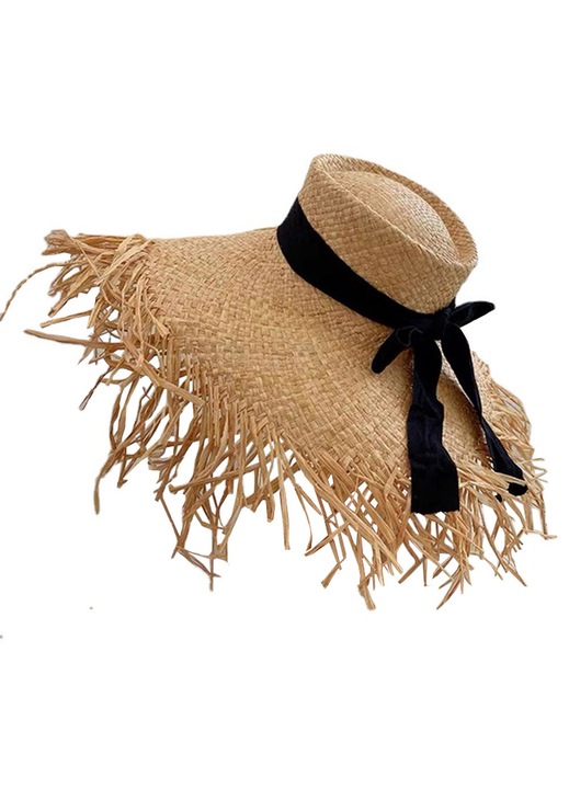 Palarie din rafie circumferinta 56-58cm, streasina mare, palarie de plaja la malul marii, palarie de soare pentru vacanta, palarie de paie cu protectie solara