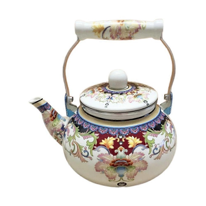 Virágos zománcozott teáskanna 2.5L 16x23cm többszínű