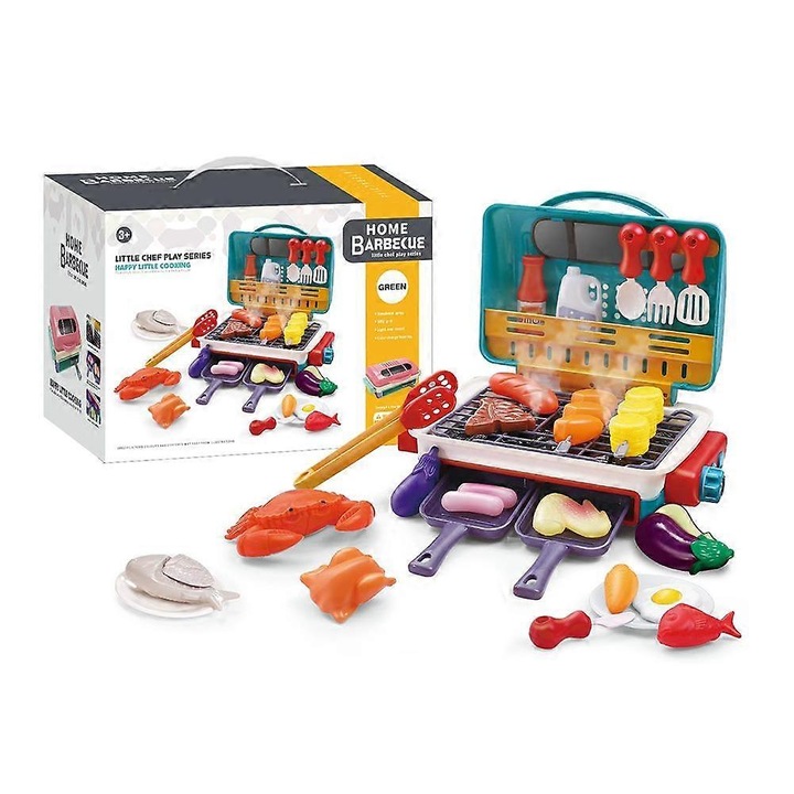 Set gratar jucarie copii, accesorii schimbare culoare, 25.5x16x21cm