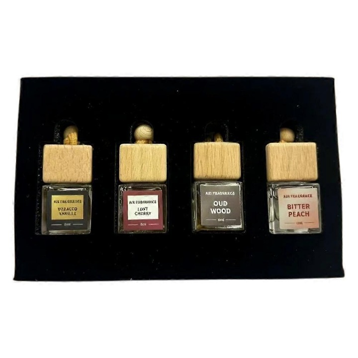 Difuzor odorizant auto sticla, ulei esential, multicolor, 30 zile, set aromaterapie
