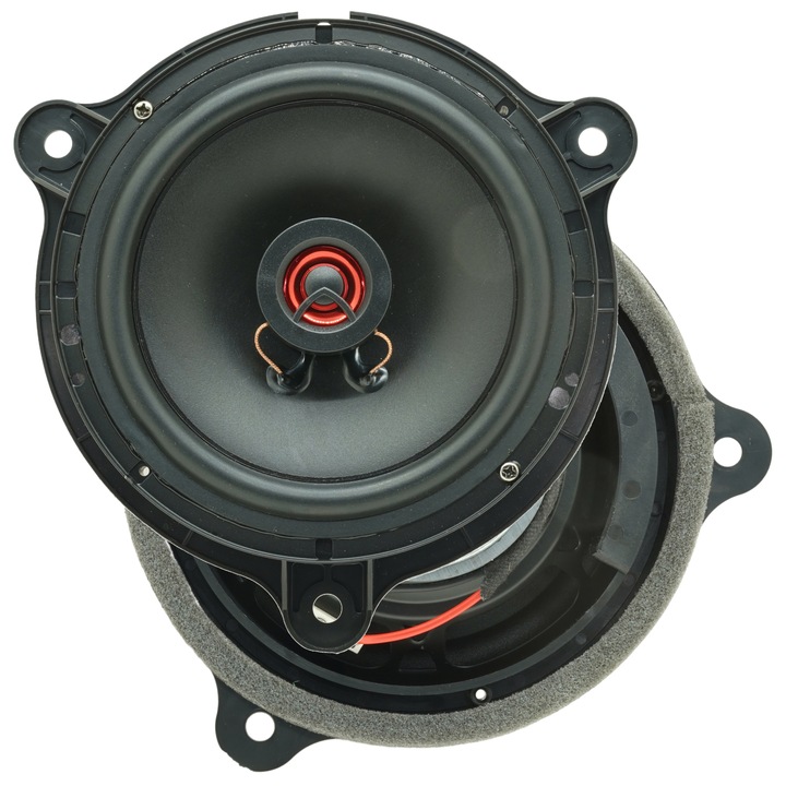 Set difuzoare auto coaxiale usi spate Dacia Logan 2013-prezent Bass Habit P165 16.5cm 60W cu inele si mufa adaptoare