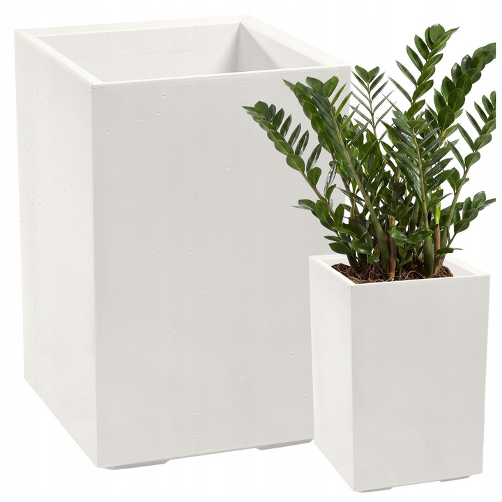 Ghiveci dreptunghi Lamela Karo 400x400x600 Crem Beton