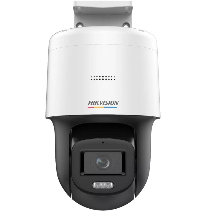 Камера IP PT, ColorVu, 4MP, 2.8mm, Бяла LED подсветка 30m, MicroSD, PoE, Микрофон и високоговорител, IP66, Hikvision DS-2DE2C400SCG-E(F0)