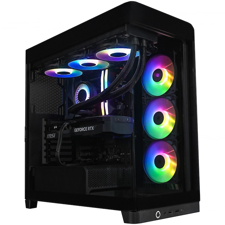 Настолен компютър Gaming A+, AMD Ryzen™ 7 9800X3D до 5.2GHz, Течно охлаждане, 32GB DDR5, 1TB SSD, MSI GeForce RTX™ 5080 SHADOW 3X OC 16GB GDDR7, No OS, Black