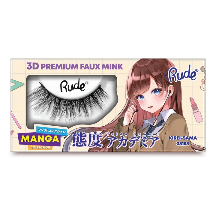 Gene false premium, efect 3D, model Kirei-Sama, Chibi Manga Faux Mink, Rude Cosmetics, 1 articol