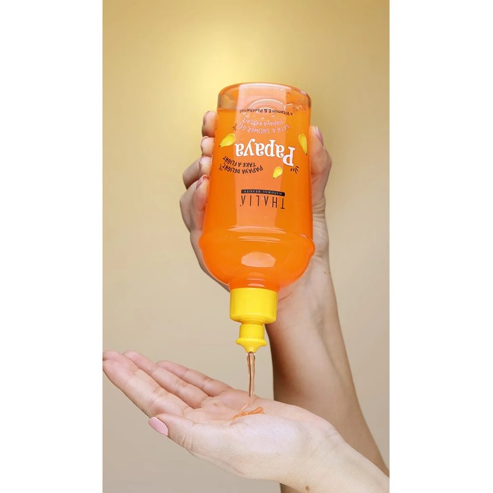 Tusfürdő papaya kivonattal + E-vitamin és panthenol, Papaya Delight Take a Flight, Thalia, 400 ml