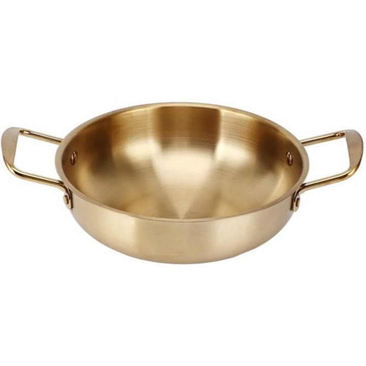 Tésztafőző edény 20x6cm, inox, arany, dupla fogantyúk