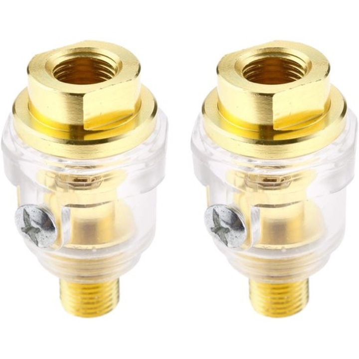 Set 2 Mini Ungatoare aer, 1/4" BSP, ABS si alama, transparent, 58mm