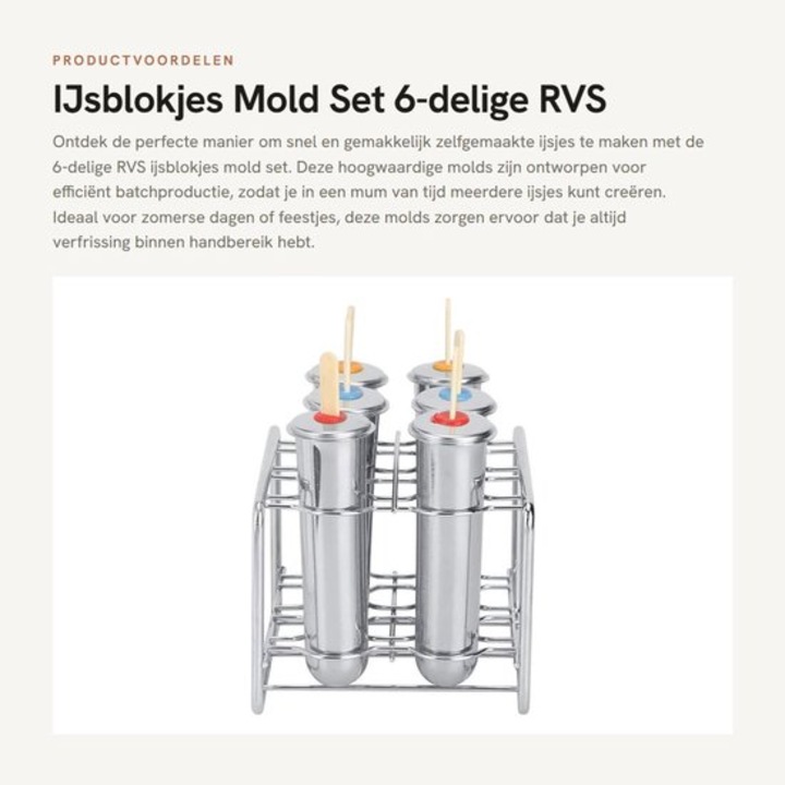 6 db fagylaltforma, rozsdamentes acél, 83ml, ezüst, 6.2mm, légmentes