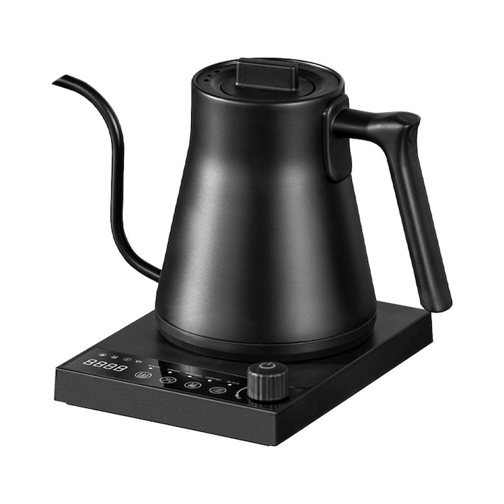 Cafetiera electrica JINGJOY cu gat de gasca, temperatura reglabila programata, otel alimentar 304, pentru preparare cafea la picurare manuala si ceai