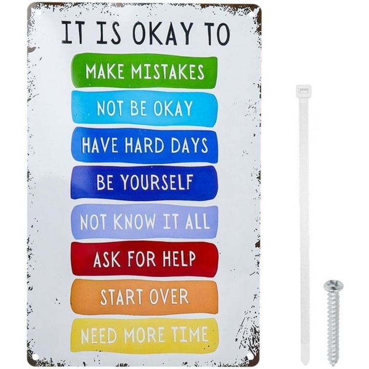 Vintage motivációs alumínium kép 30x20cm többszínű