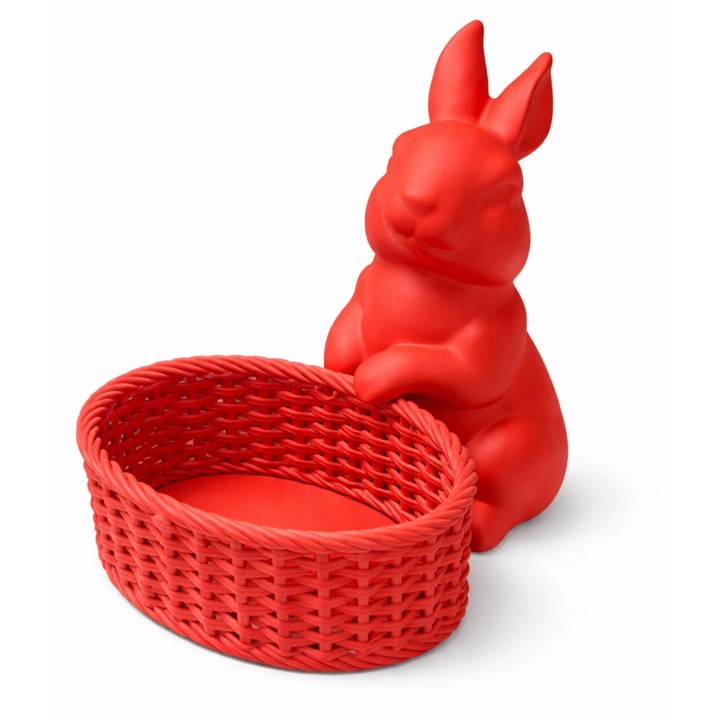 Decoratiune de Paste iepure rosu cu cos, numioo, plastic, 15x10x8cm
