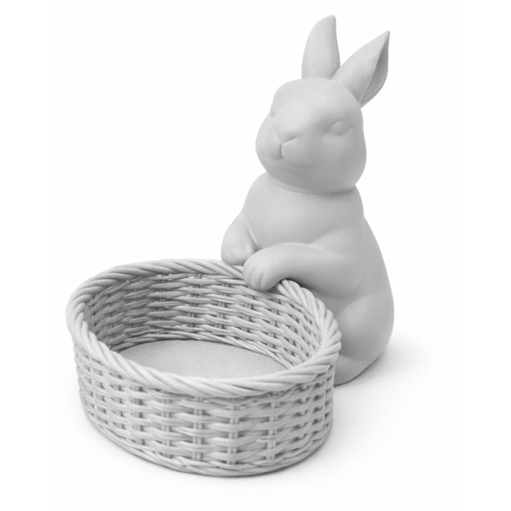 Decoratiune de Paste iepure cu cos gri 20x15x10cm Numioo