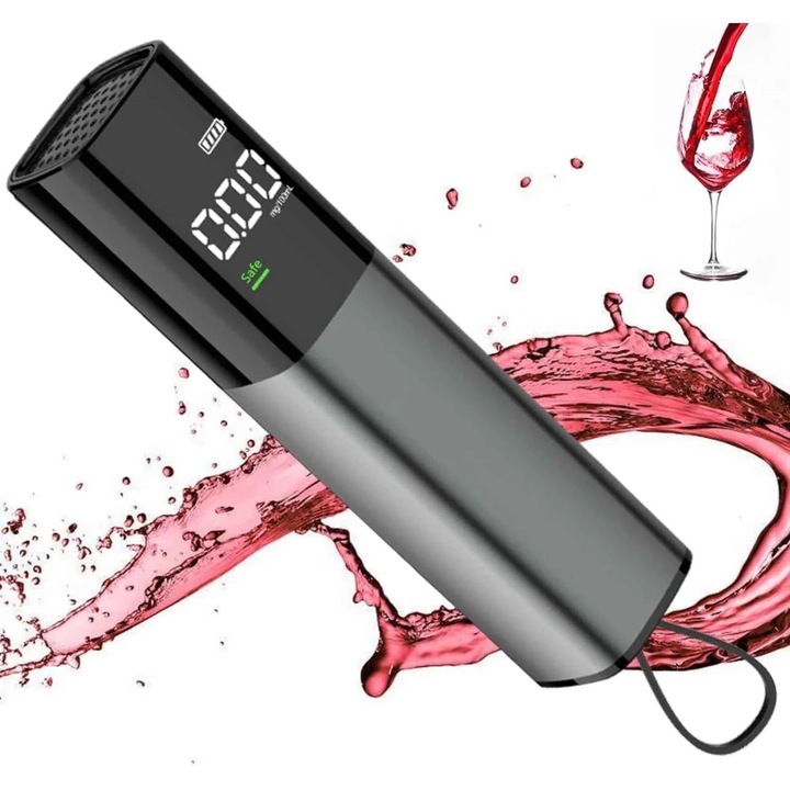 HASEPE® Digitális Újratölthető USB Alkoholteszter, Precíziós Szenzoros Alkoholteszt, Hordozható Alkoholmérő A Gyors Légzésalkohol Ellenőrzéséhez, Kompakt Alkoholteszter, Digitális Alkoholteszt, Ergonomikus Alkoholmérő