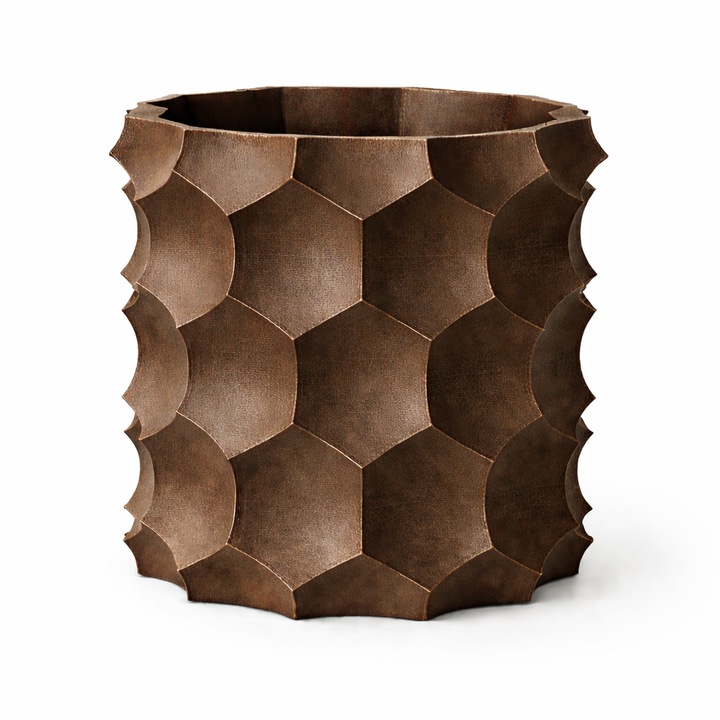 Numioo dekoratív geometrikus barna 3D virágcserép 20x20x20cm