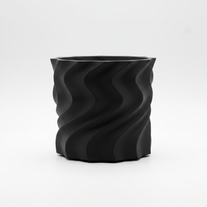 Numioo dekoratív virágcserép, modern design, matt-szatén fekete, 9x11x11cm