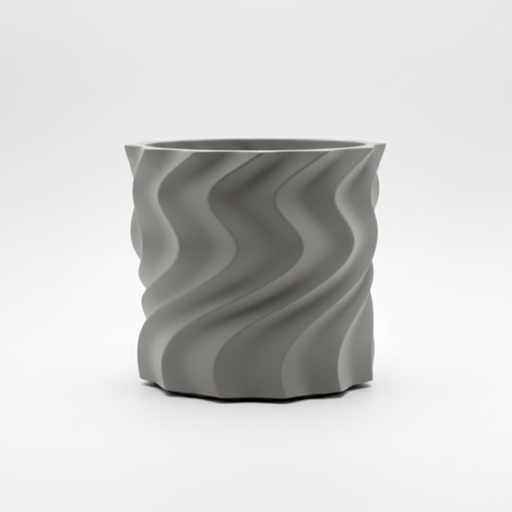 Numioo dekoratív virágcserép, modern design, matt-szatén szürke, 9x11x11cm