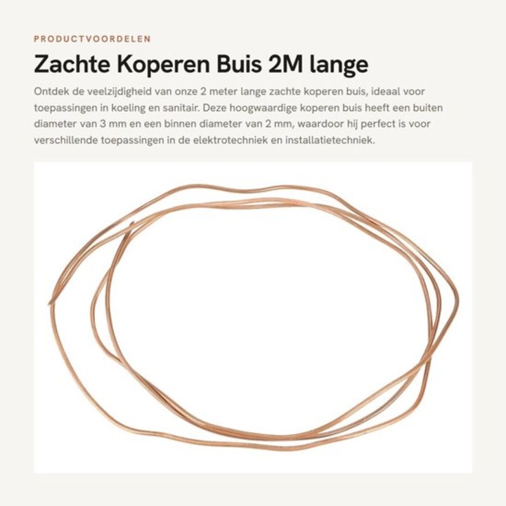 Lágy rézcső 2m 3x2mm hűtéshez és szerelésekhez