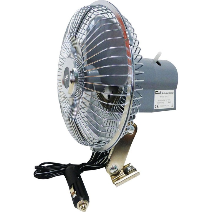 Ventilátor autó HP AUTOZUBEHOR fém védőrács LED 12V 12W