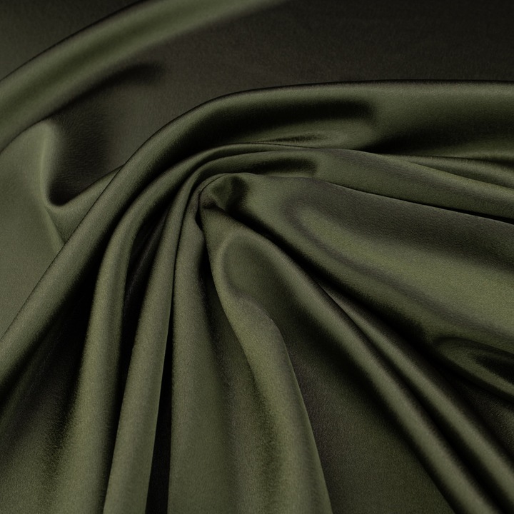 Anyag textil Kompanio szatén krepp, sötétzöld, 150x0.5cm