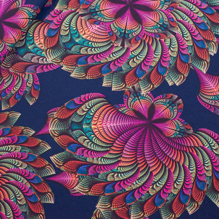 Silki Kompanio textil anyag, enyhén rugalmas, keleti kék, 150x0.5cm