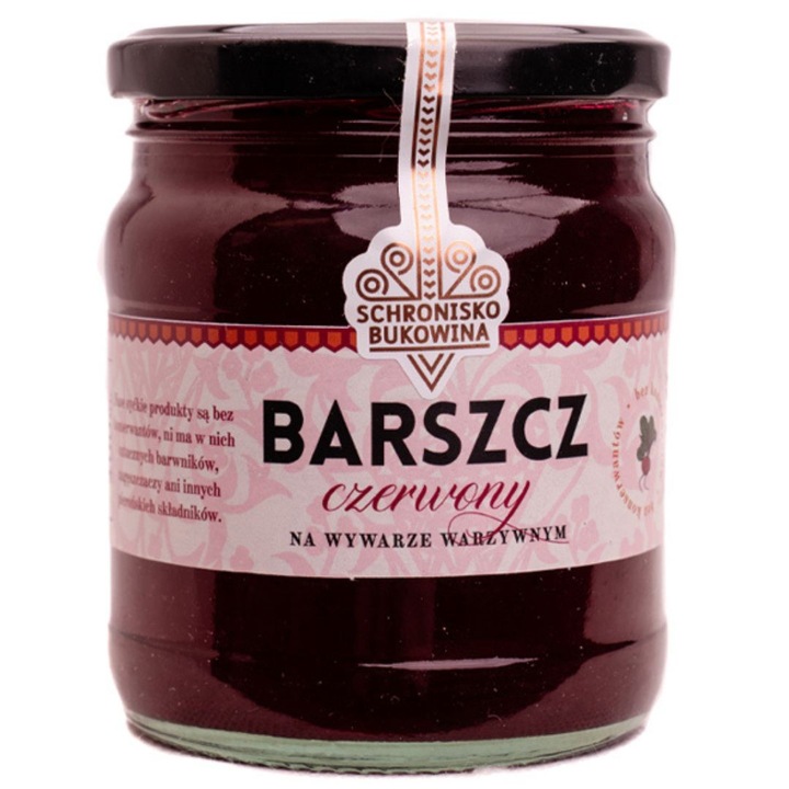 Supa rosie de sfecla pe baza de bulion de legume, 400 ml – Schronisko Bukowina