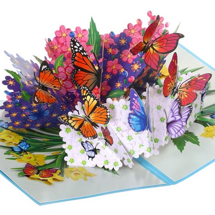 3D többszínű pillangós üdvözlőlap borítékkal 26x17.5cm