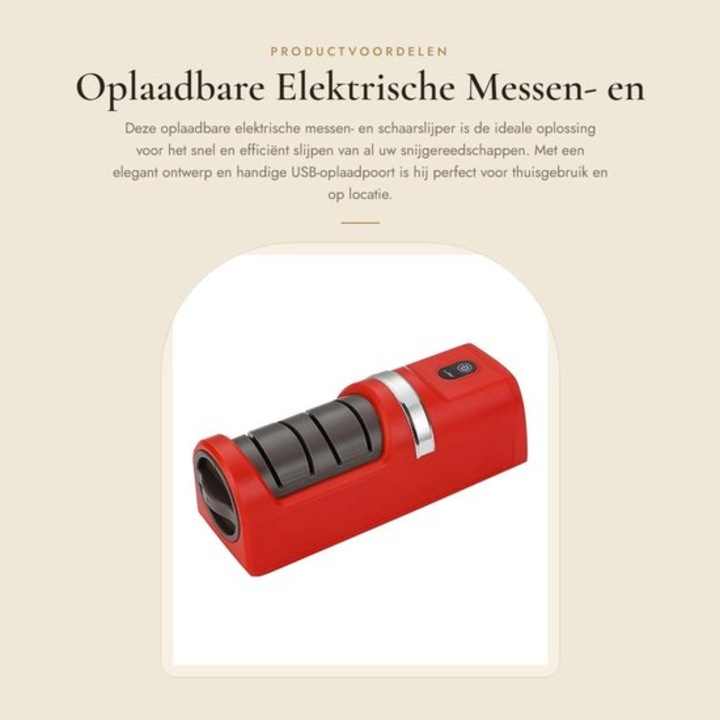 Újratölthető elektromos hegyező USB-vel, piros, 20x8x7cm