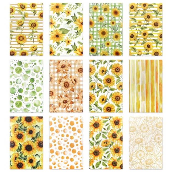 Set 12 caiete spirala coperta tare model floarea soarelui 12.5x8x3cm
