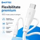 ALFTEC USB-C–USB-C kábel, prémium szilikon, 5A gyorstöltés, 1 méter, adatátvitel, gyors töltés, fehér, iPhone, Apple, Samsung, Xiaomi, telefon, tablet