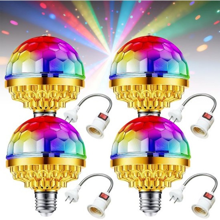 4 db mini RGB forgó diszkógömb készlet, akril, 1x1x1cm