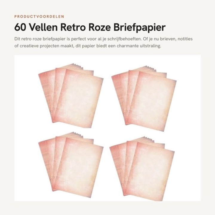 Rózsaszín retro írólap 60 lap 29x21cm