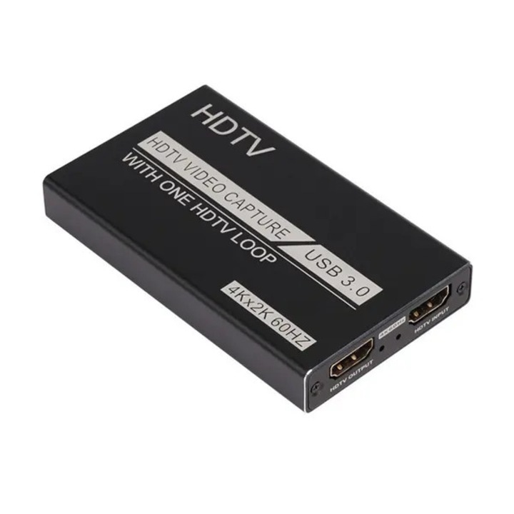 USB3.0 4K 60FPS videórögzítő kártya fekete 10x6x1.5cm
