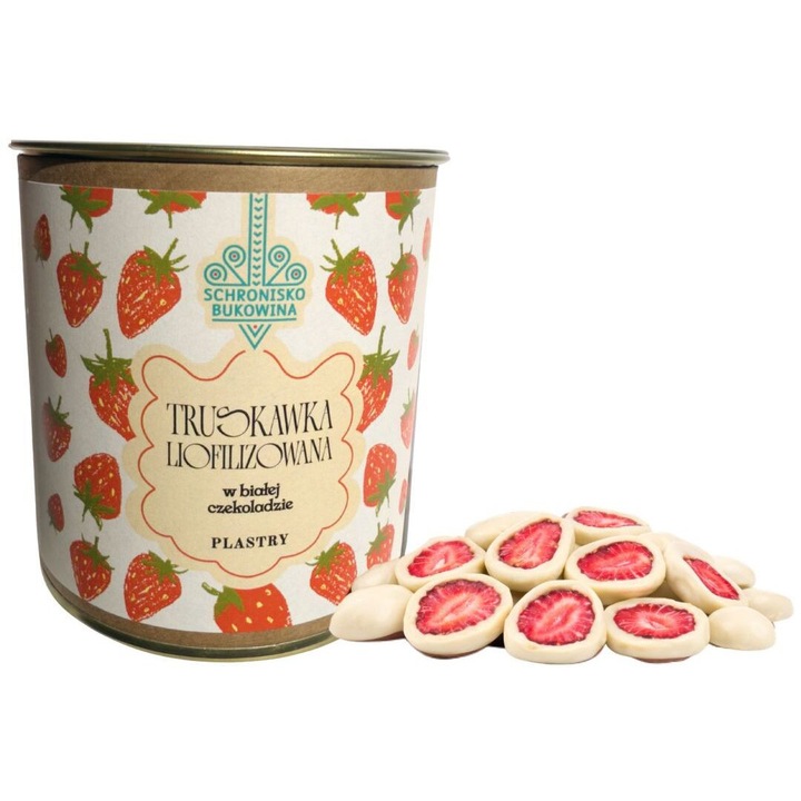 Capsuni liofilizate in ciocolata alba, 100 g - Schronisko Bukowina