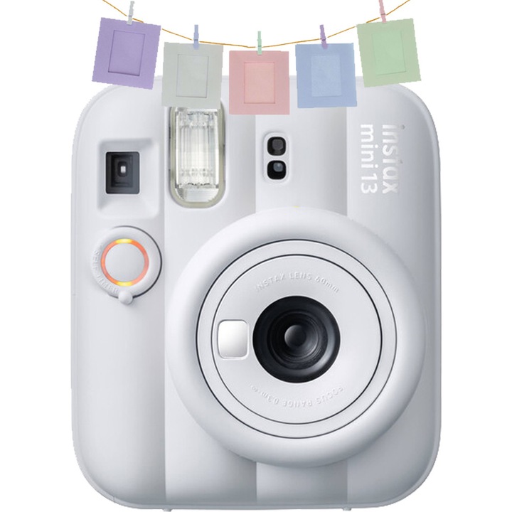 Fujifilm instax mini 13 azonnali fényképezőgép, agyagfehér + 10 dekoratív képkeret