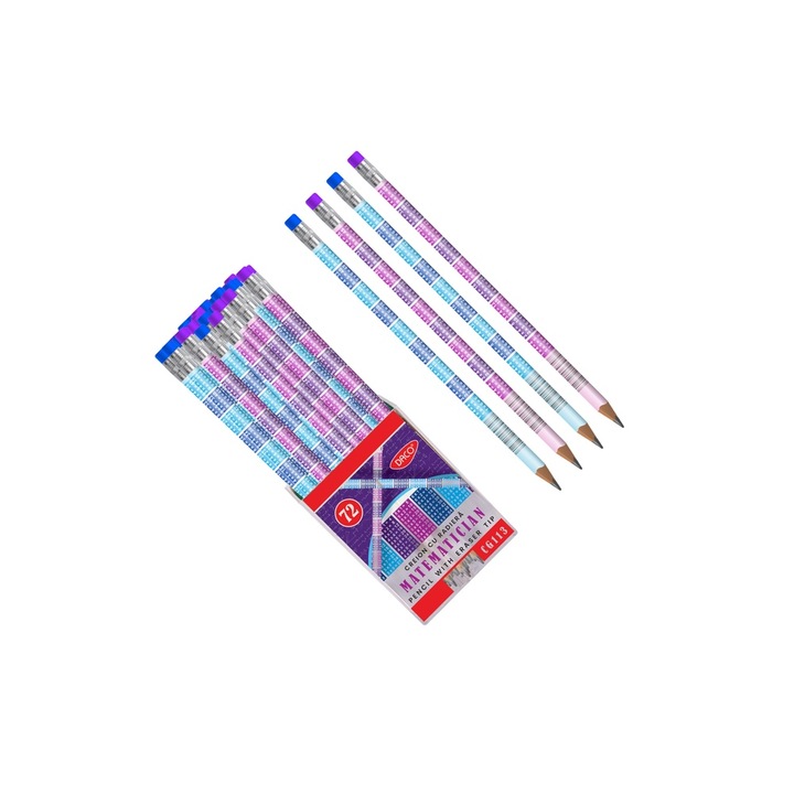 Set 18 Creioane Grafit Matematician HB, cu Radiera DACO sku11