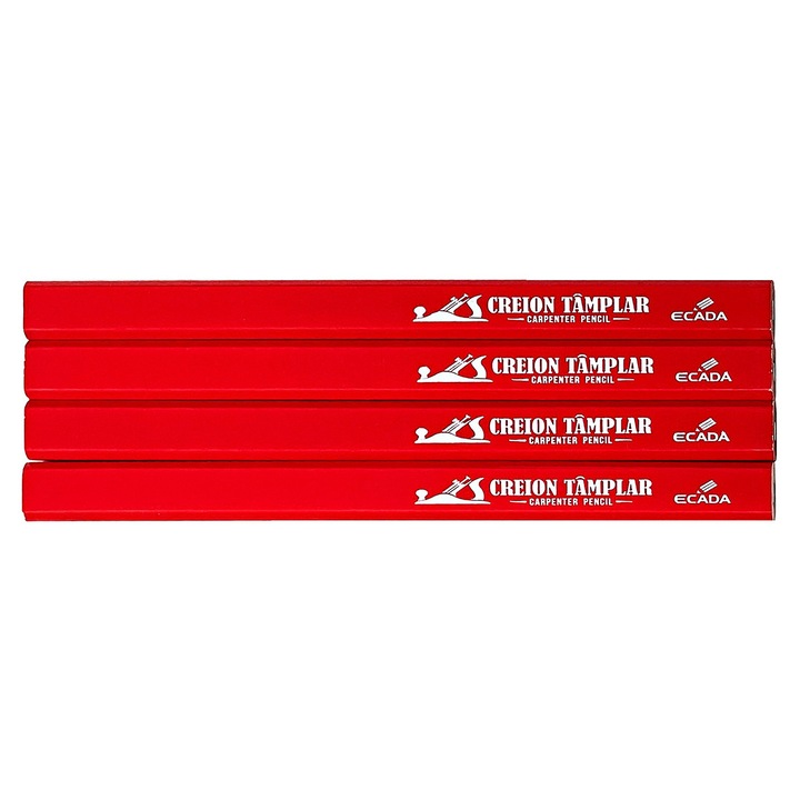 Set 12 Creioane Tamplar, Dreptunghiular, Rosu ECADA sku28