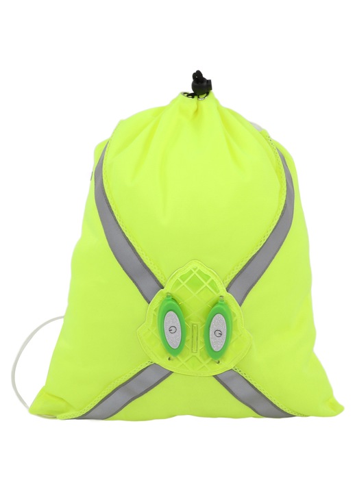 Rucsac reflectorizant cu LED si snur ajustabil, negru, 30x40cm