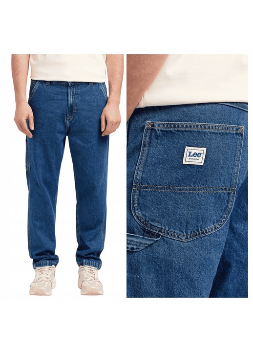 Férfi laza casual farmer, Lee, Kék, CARPENTER modell, Nagyon laza Loose fit szabás, Modern alacsony derék, Kényelmes cipzáras záródás, Relaxált városi stílus, Kék