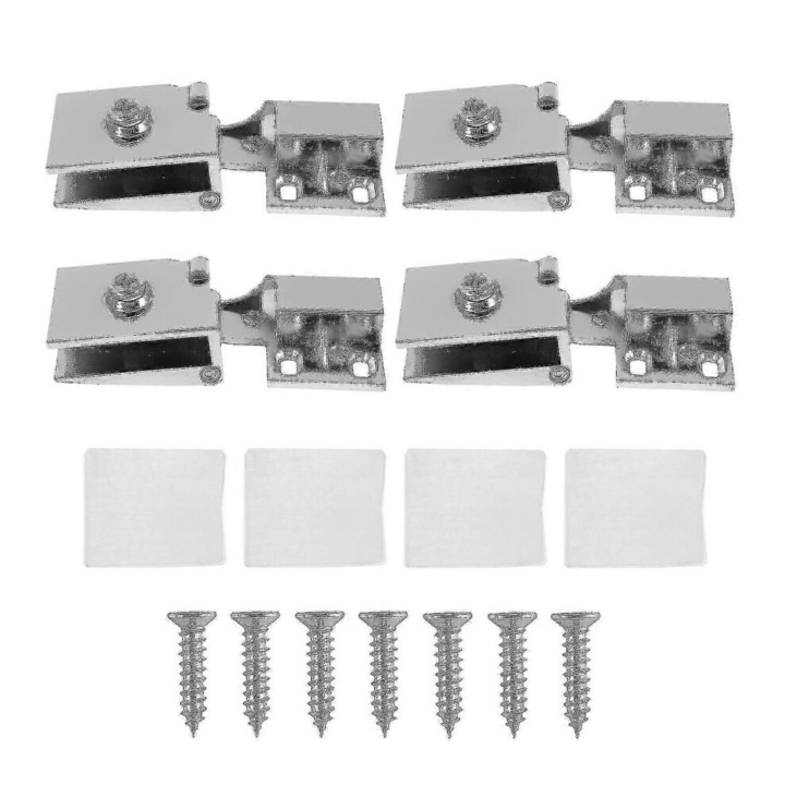4 db üvegajtó zsanér készlet, ezüst, 3x5mm