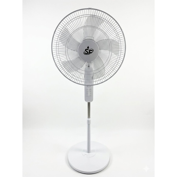 SF 55W állóventilátor, 40 cm átmérő, 5 lapátos propeller, 3 sebességfokozat, oszcilláló, Fehér