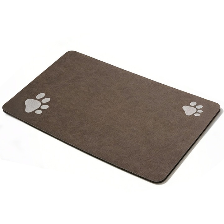 Pet food bowl mat, absorbent, quick-drying, brown, 30x50cm