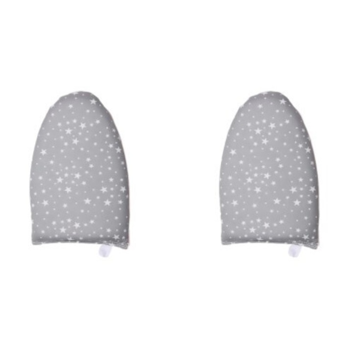 Manusi pentru abur pentru calcat din spuma termorezistenta, rezistente la caldura si impermeabile, set 2, gri cu stelute, 24 x 14 cm