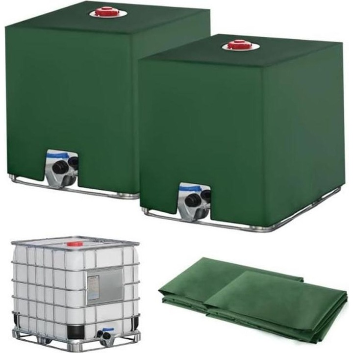 Set 2 huse rezistente UV pentru bazine IBC 1000 l, verde, 116x100x120 cm