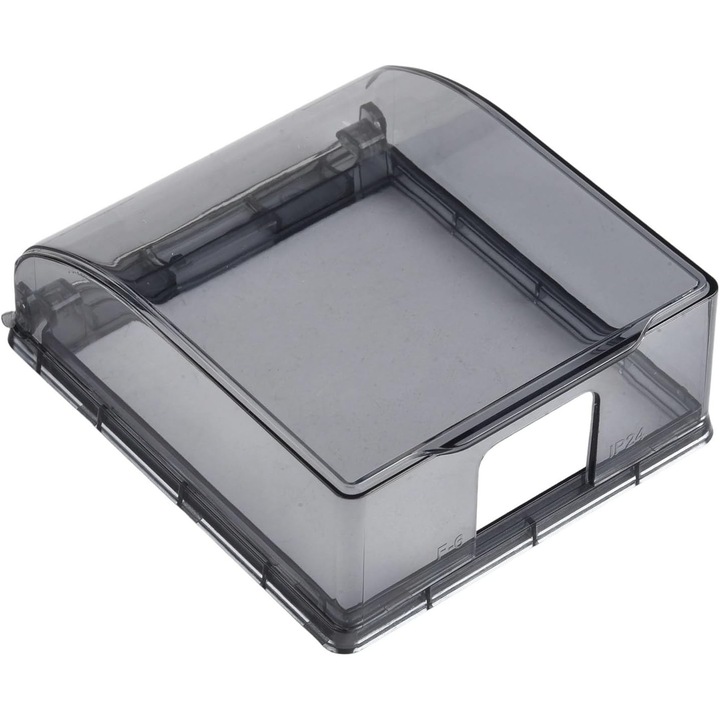 Protectie pentru priza E44-36-A148-e-2267, capac etans IP24 pentru prize standard UE, din plastic rezistent UV, montaj fara scule (banda adeziva), gri semitransparent