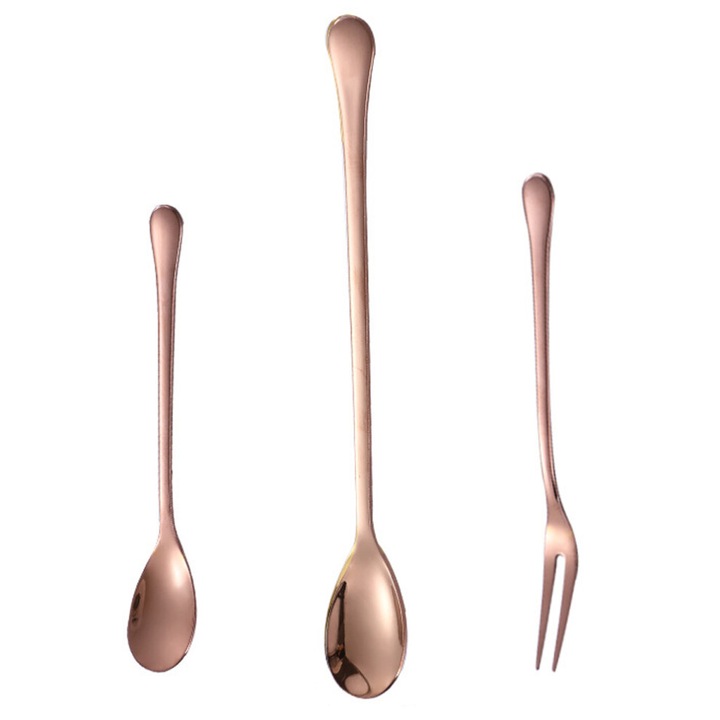 Rozsdamentes acél kanalak kávézóba, szett, elegáns, 15cm